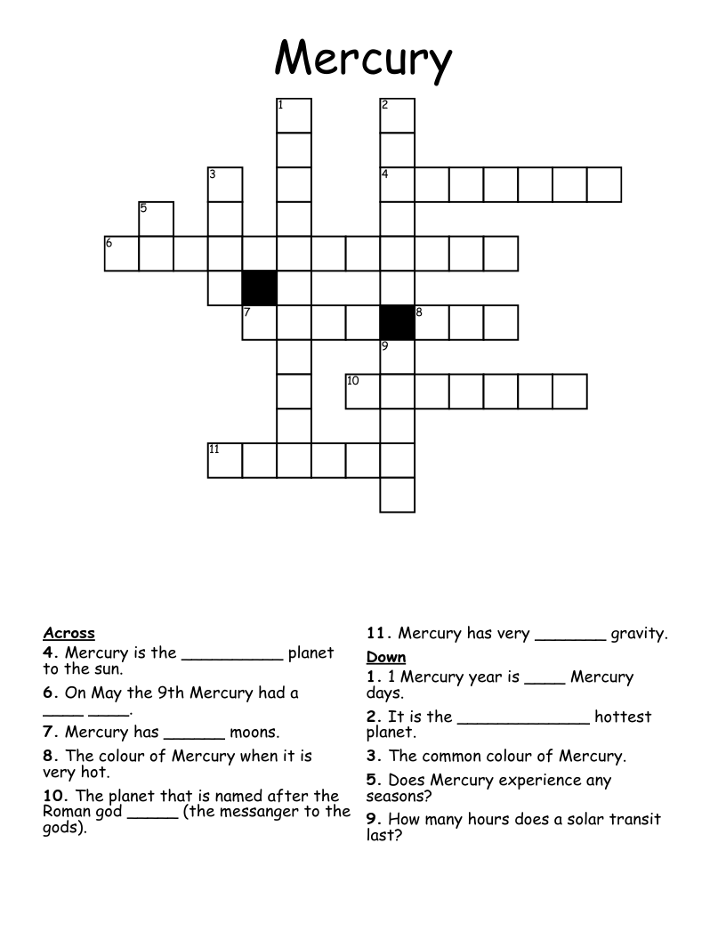 Mercury Crossword