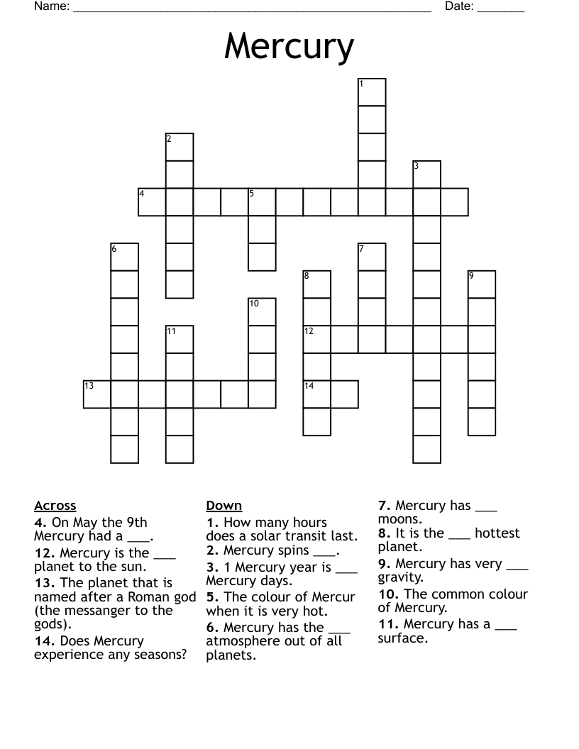 Mercury Crossword