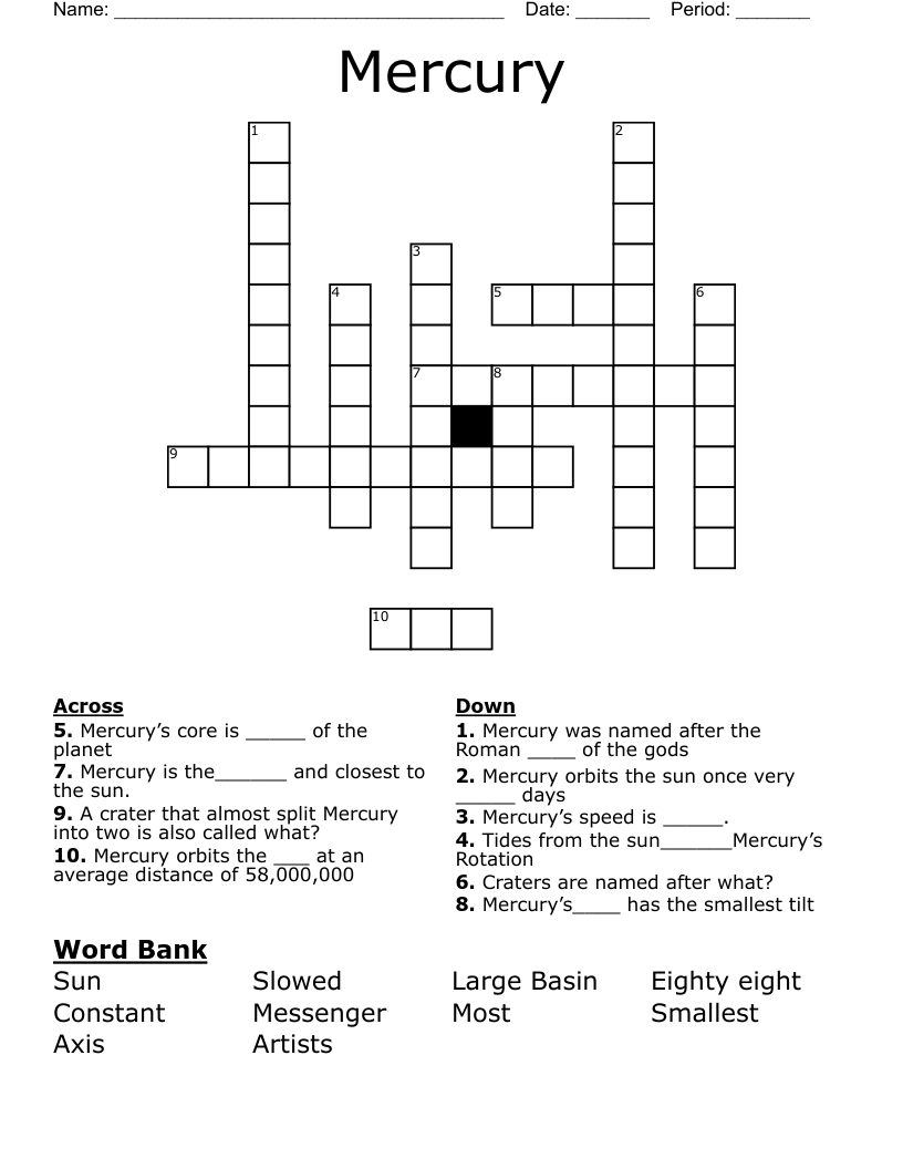 Mercury Crossword