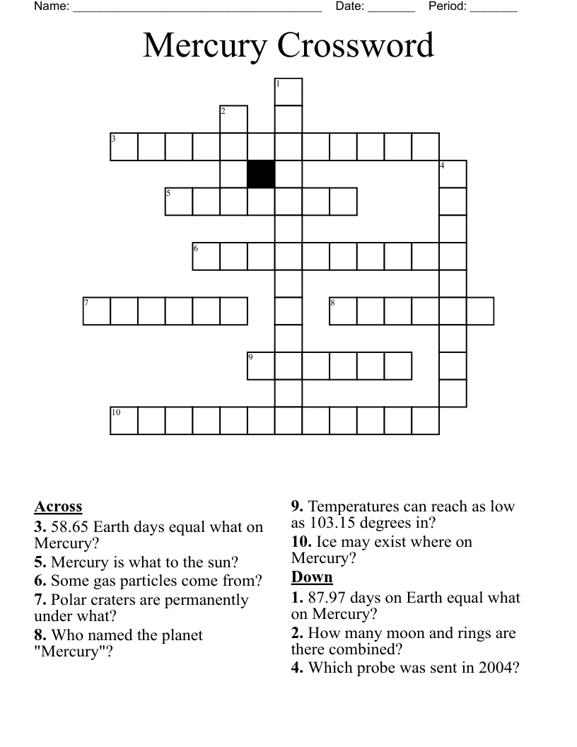 Mercury Crossword