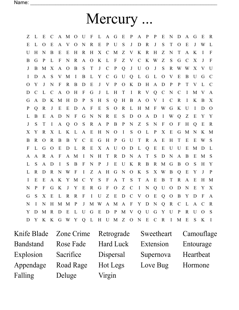 Mercury ... Word Search