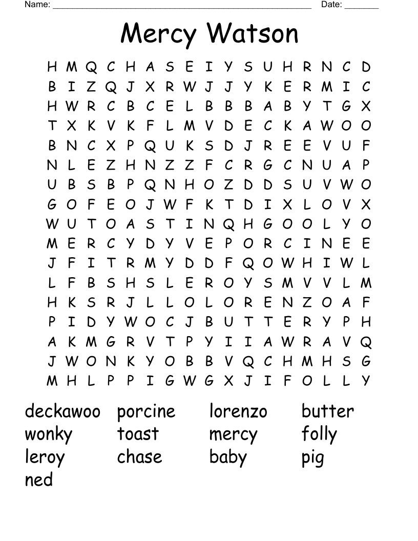 Mercy Watson Word Search