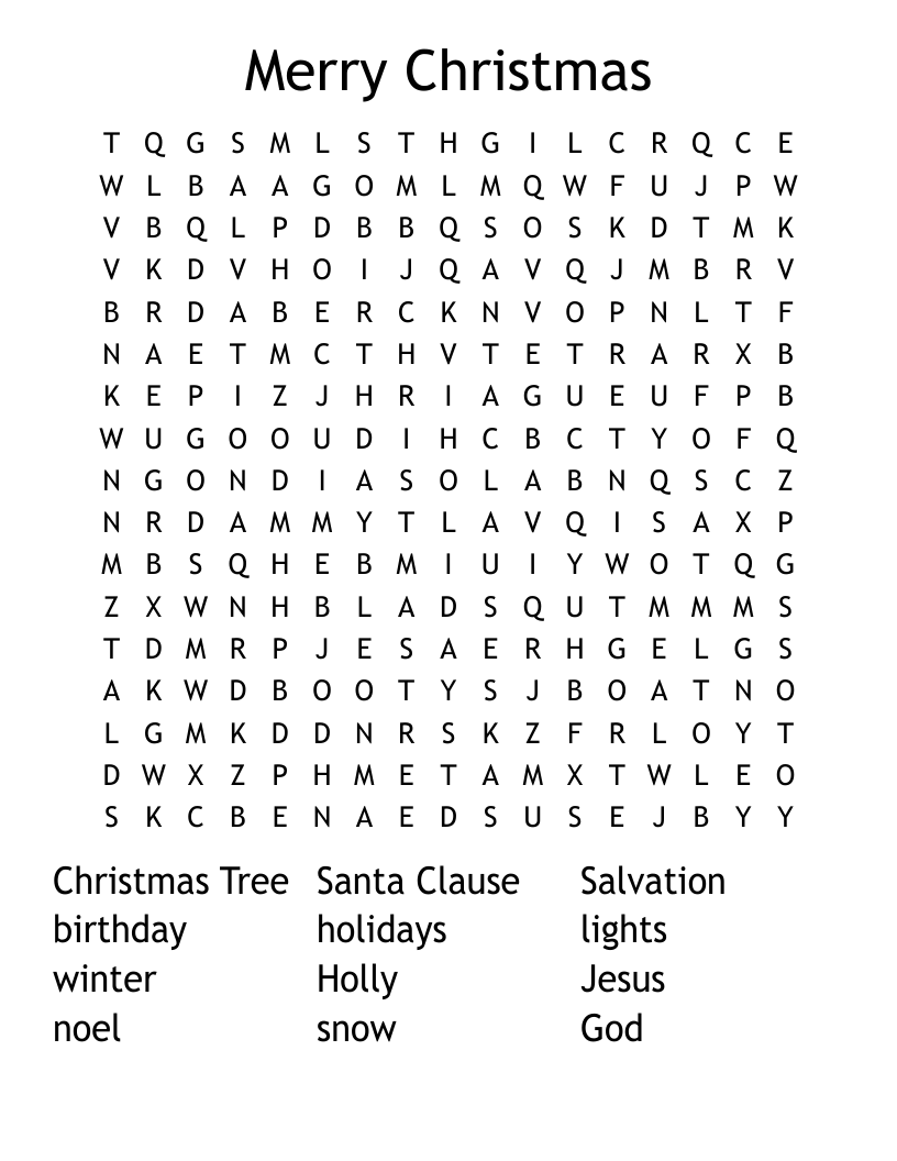 Merry Christmas Word Search