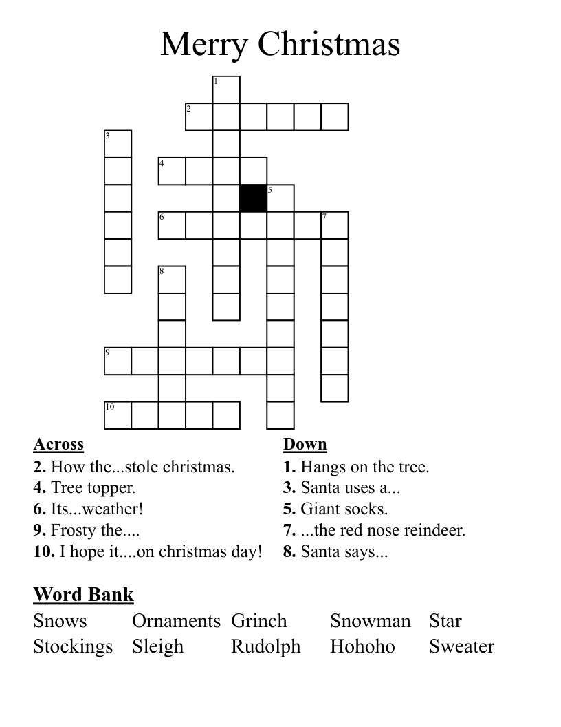Merry Christmas Crossword