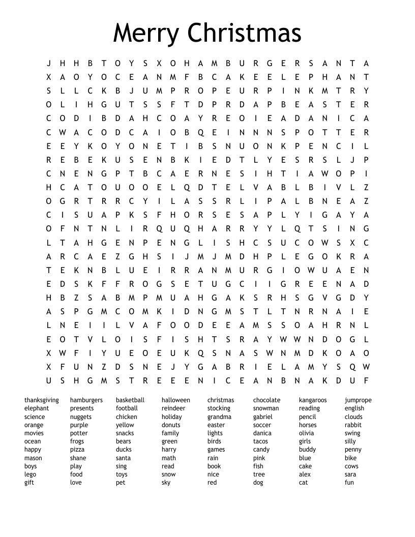 Merry Christmas Word Search
