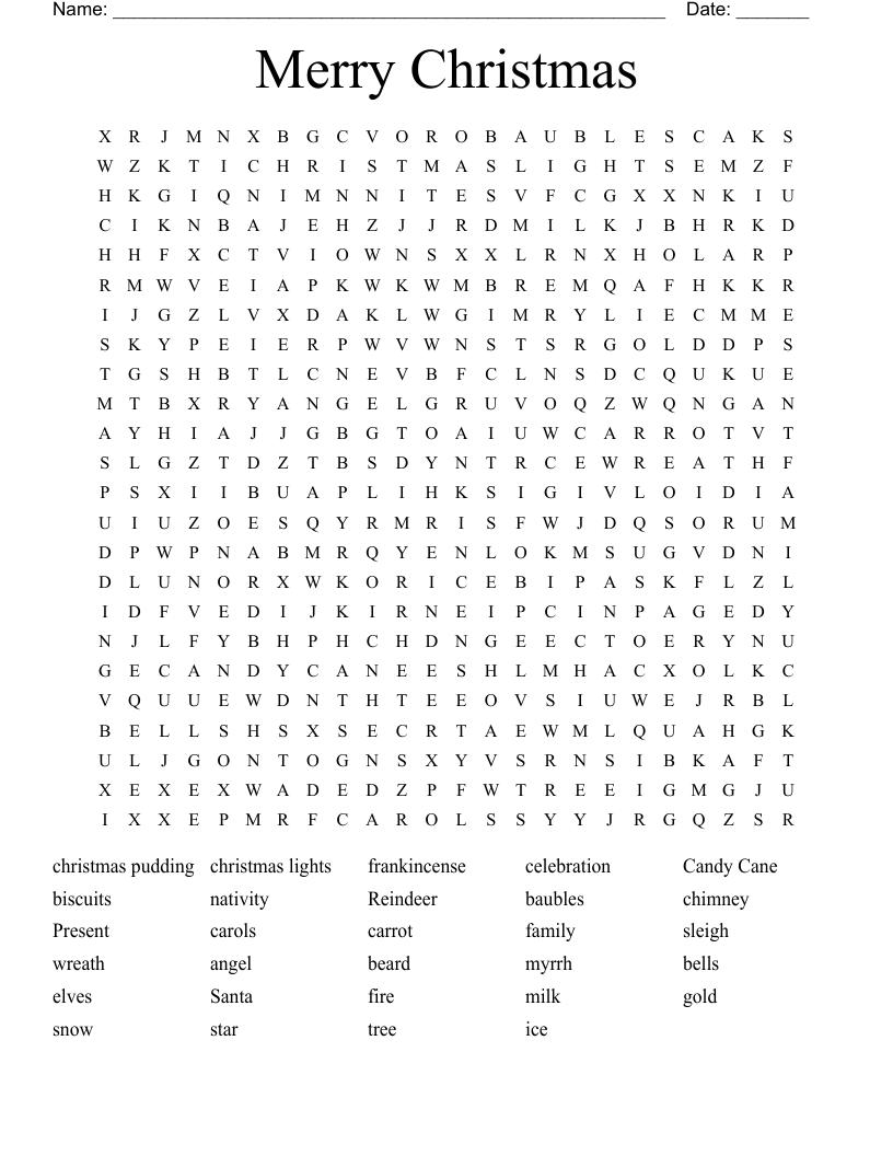 Merry Christmas Word Search