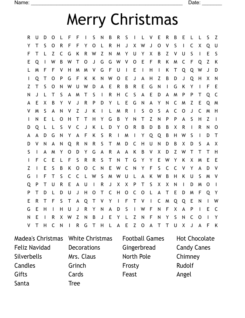 Merry Christmas Word Search