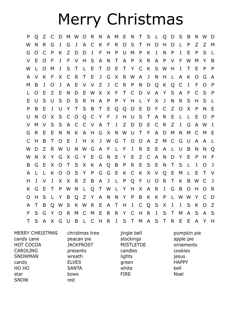 Merry Christmas Word Search