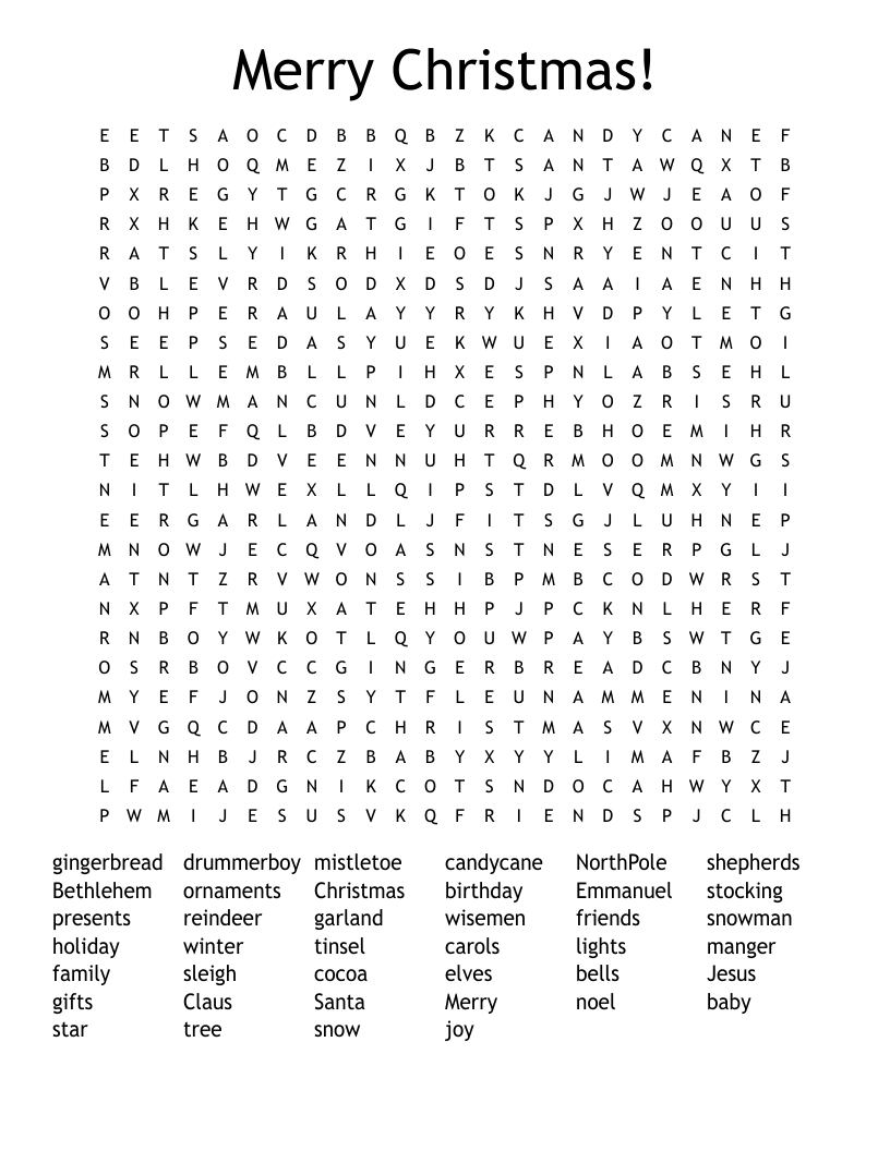 Merry Christmas! Word Search