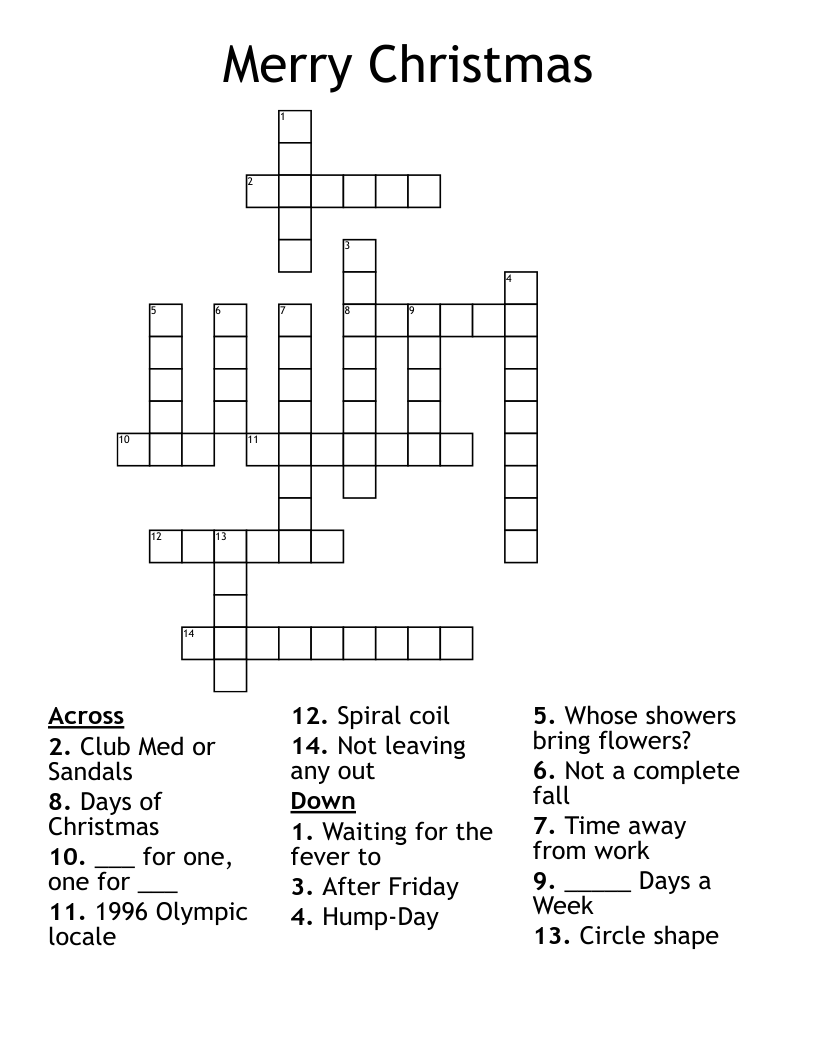 Merry Christmas Crossword