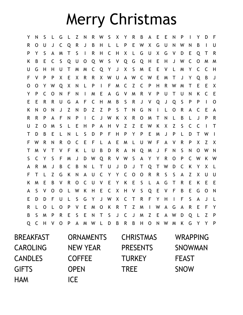 Merry Christmas Word Search