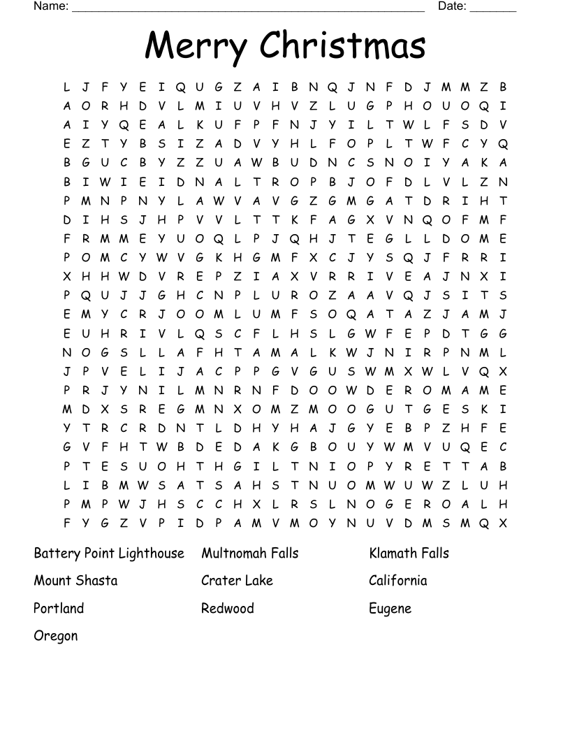 Merry Christmas Word Search