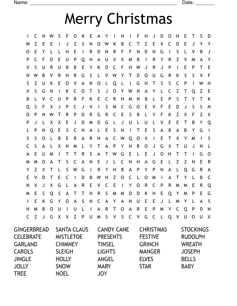 Merry Christmas Word Search