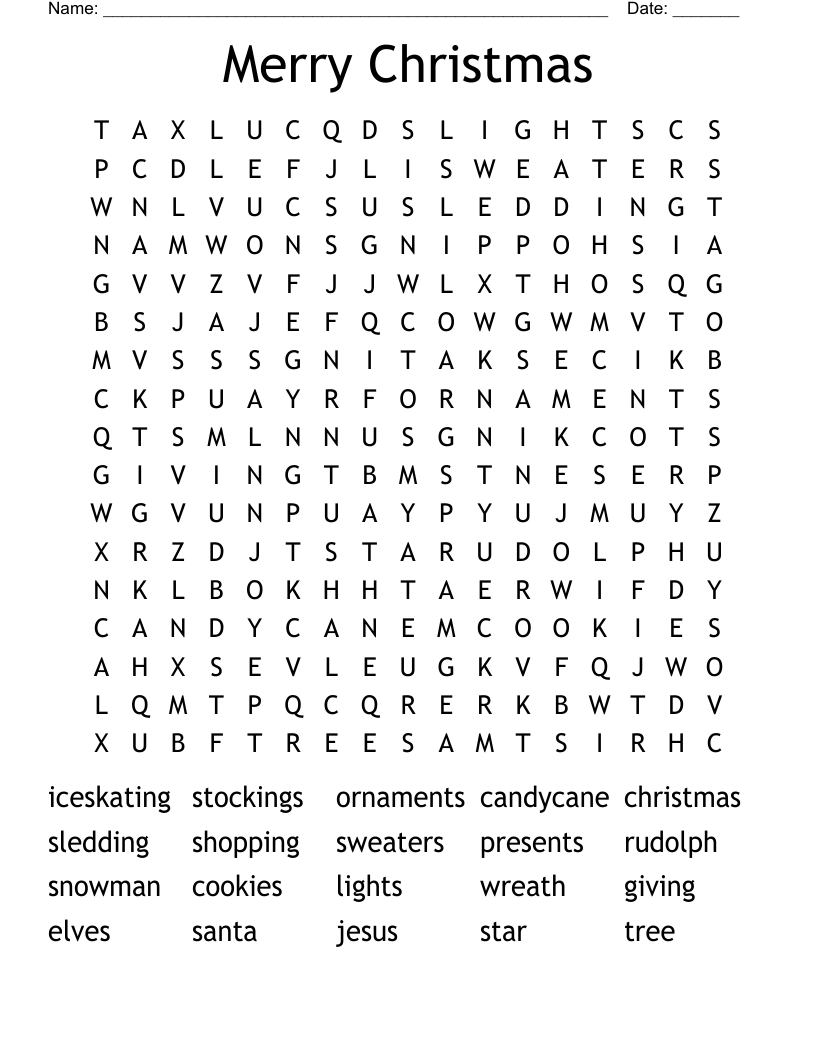 Merry Christmas Word Search