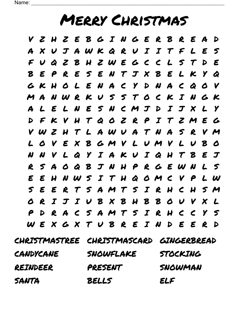 Merry Christmas Word Search