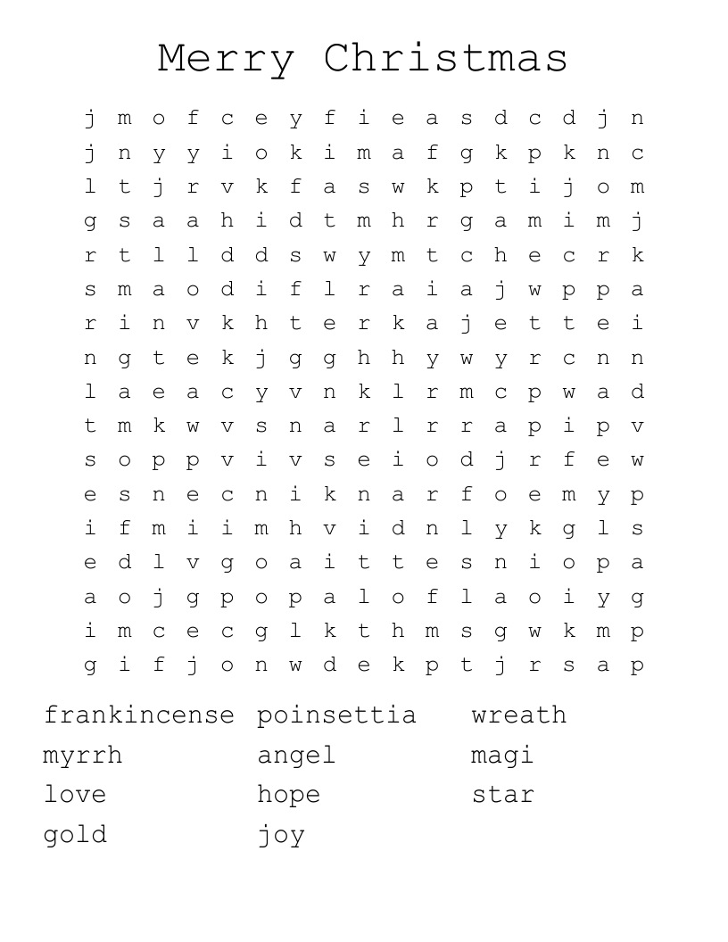 Merry Christmas Word Search