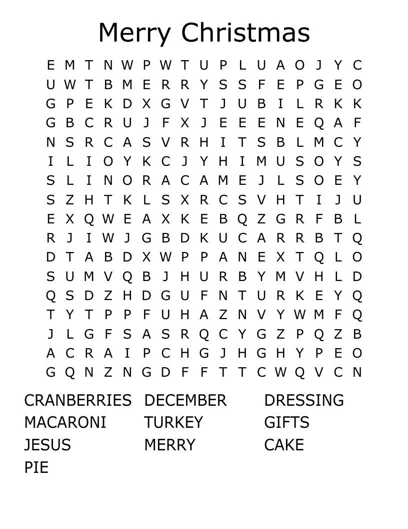 Merry Christmas Word Search