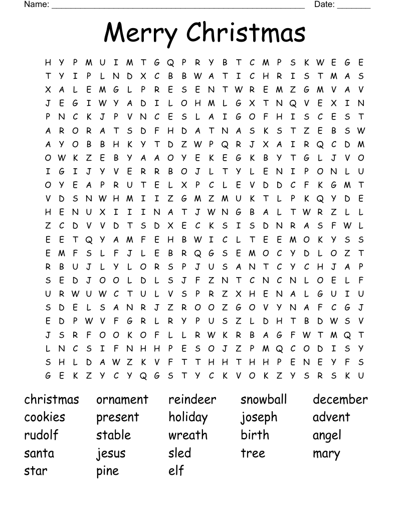 Merry Christmas Word Search