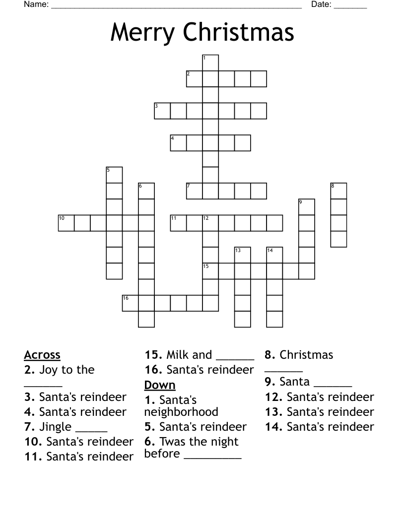 Merry Christmas Crossword