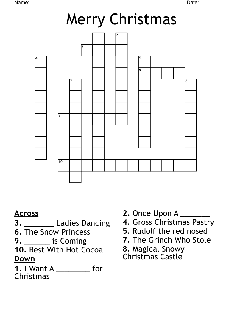 Merry Christmas Crossword