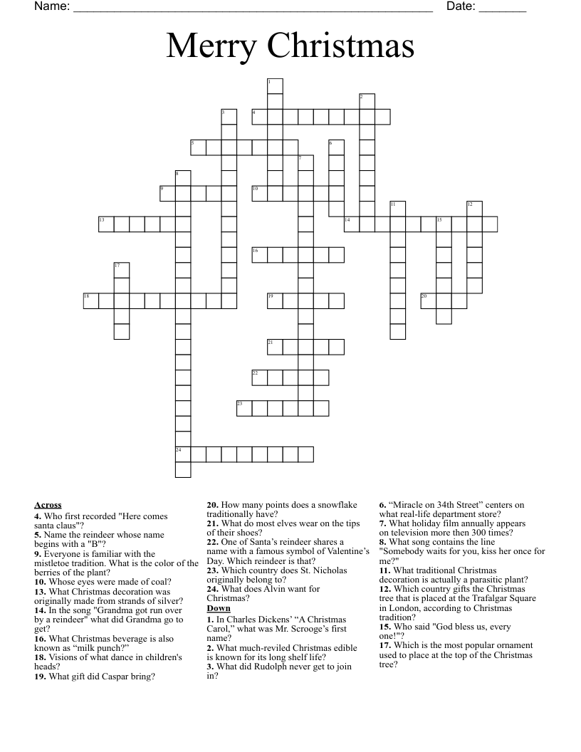 Merry Christmas Crossword