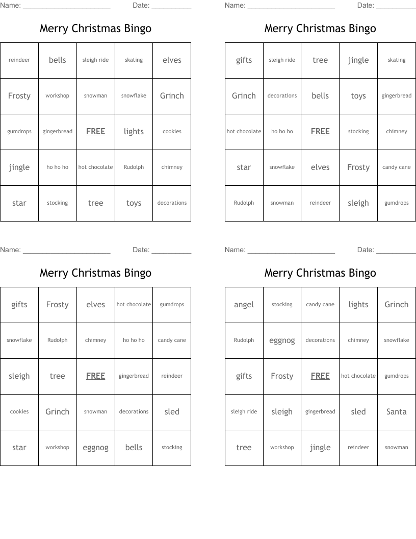 Merry Christmas Bingo