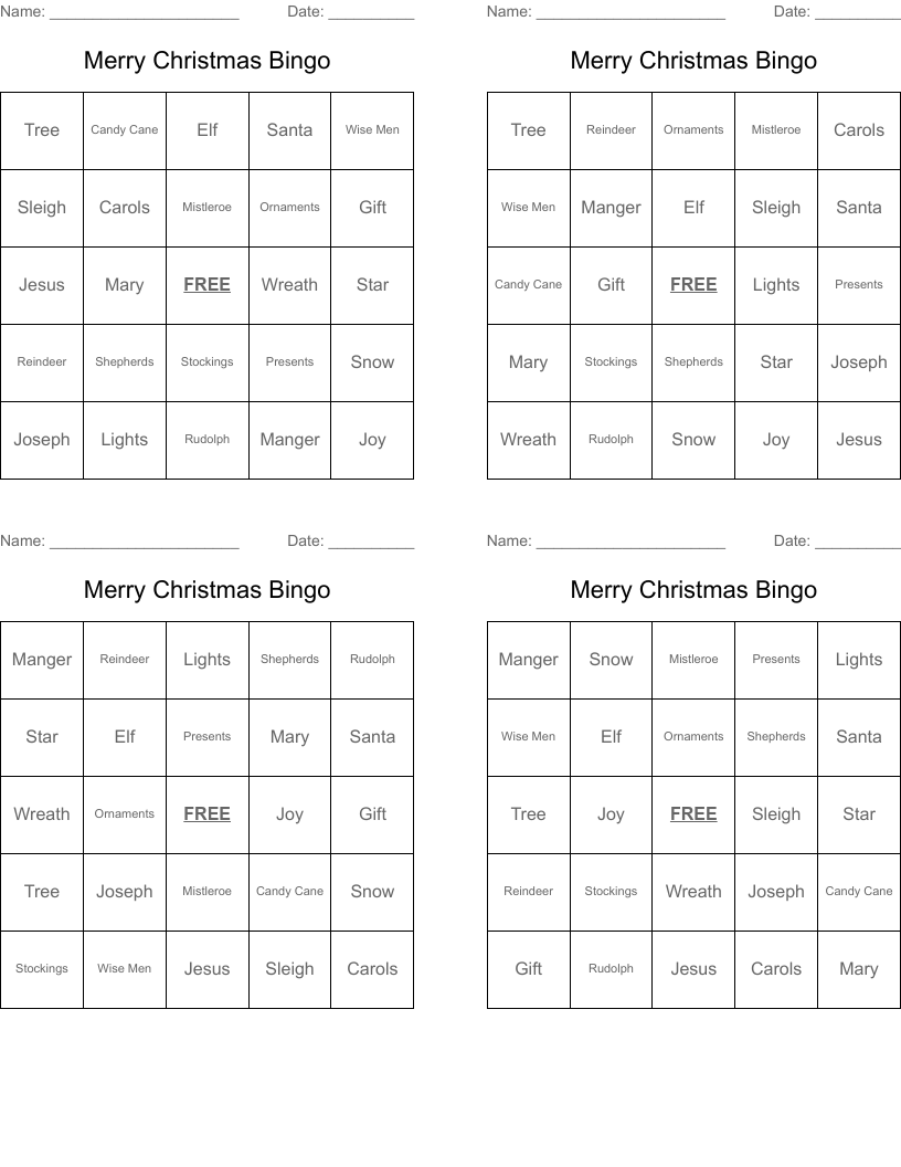 Merry Christmas Bingo