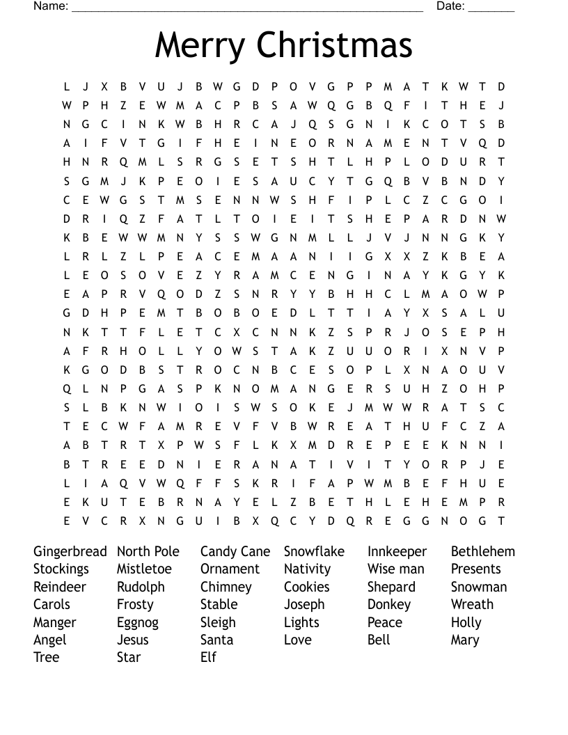 Merry Christmas  Word Search