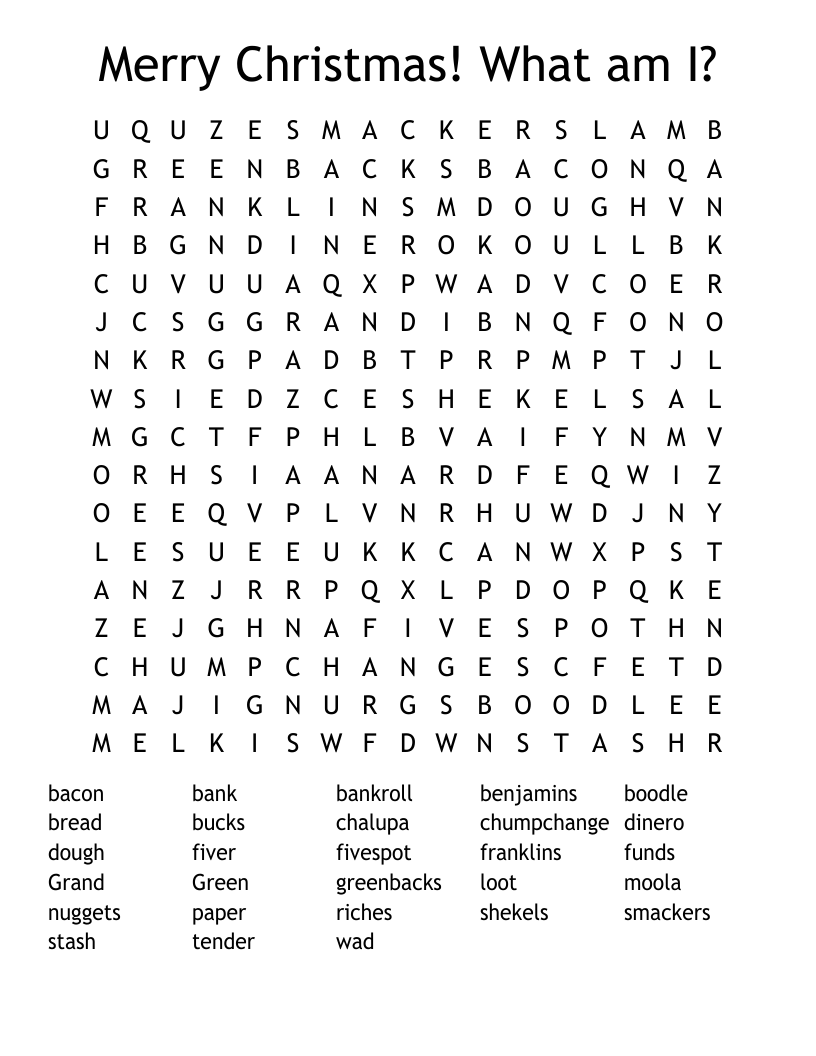 Merry Christmas!   What am I? Word Search
