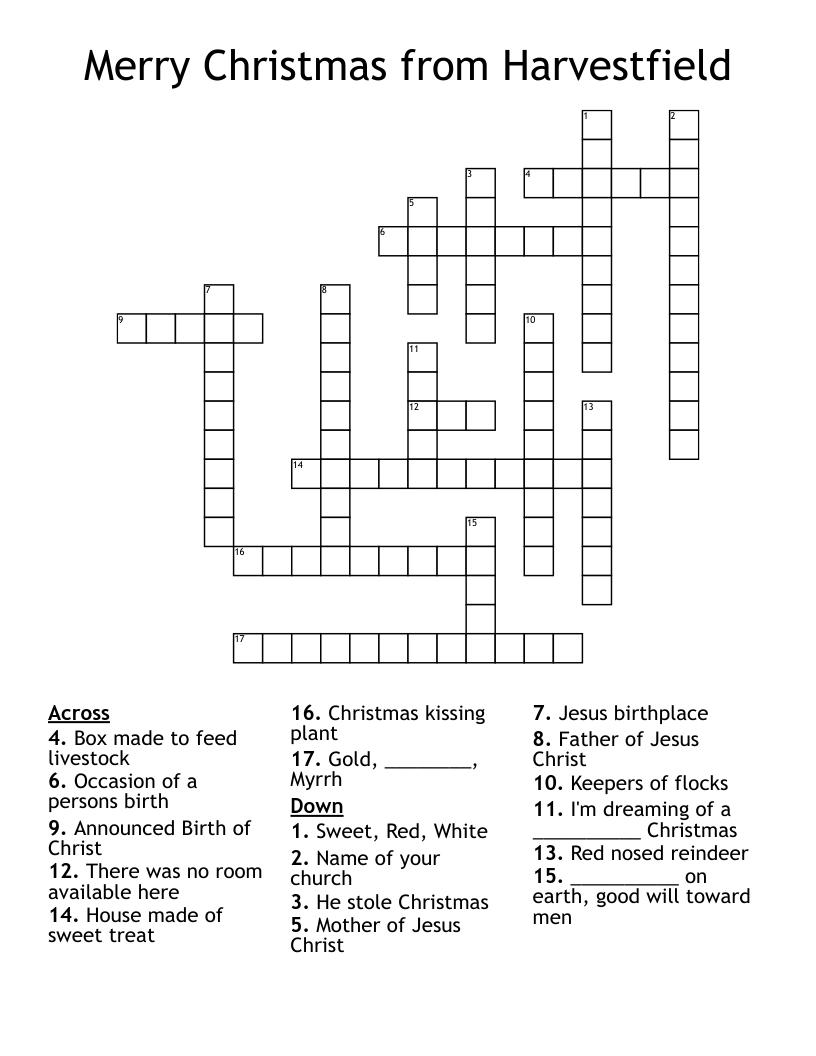 Merry Christmas from Harvestfield Crossword