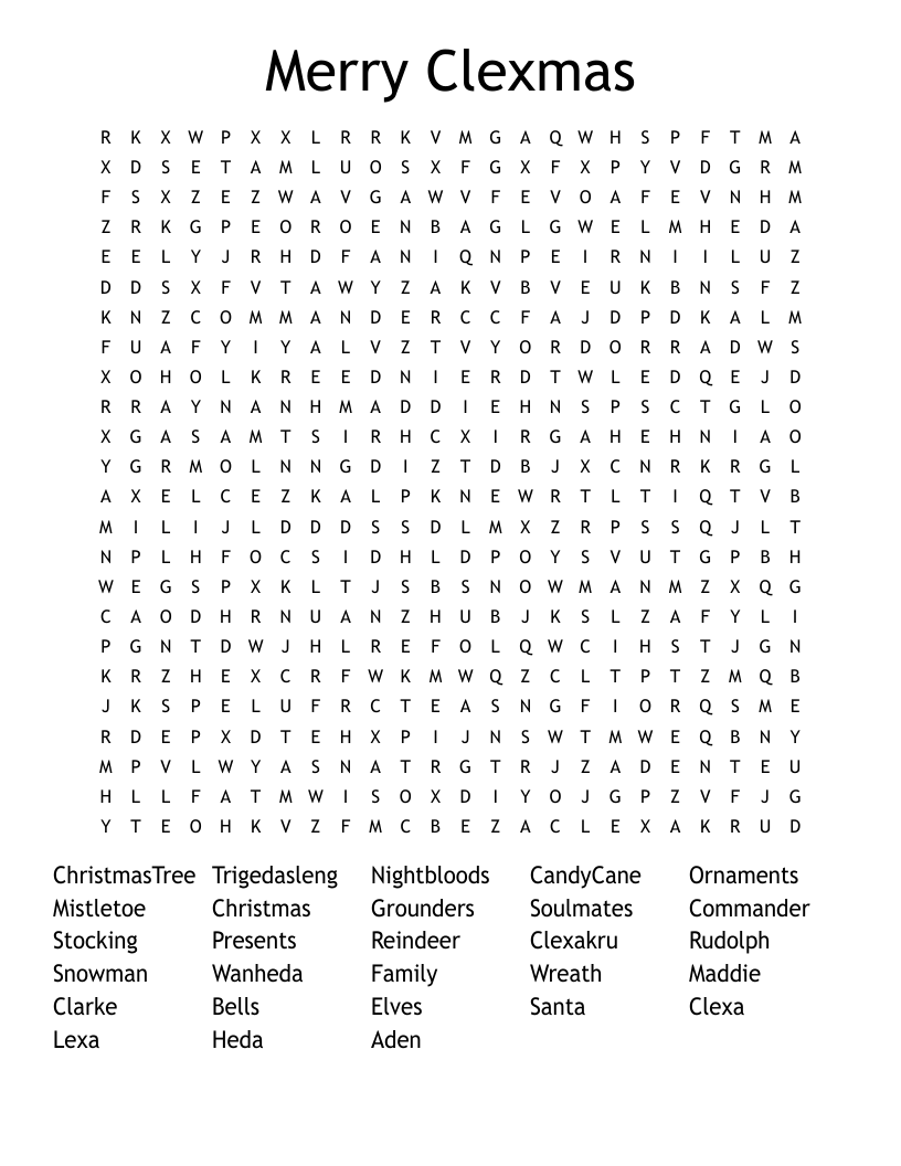 Merry Clexmas Word Search