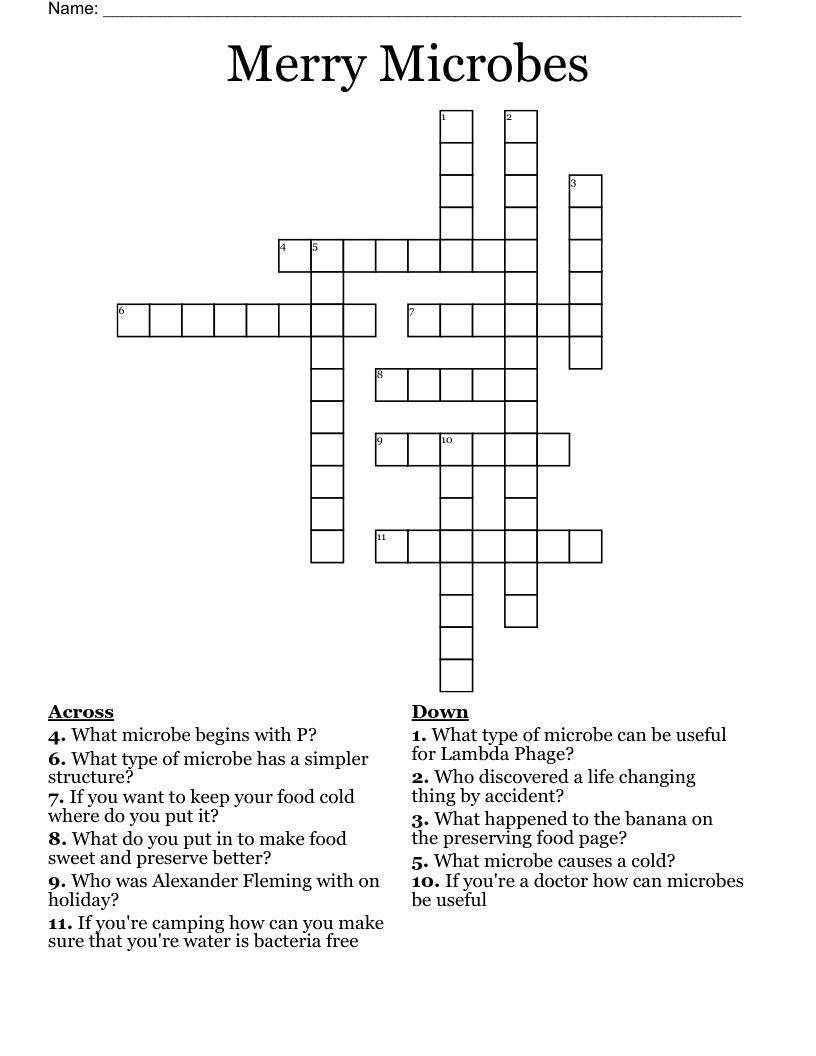 Merry Microbes Crossword