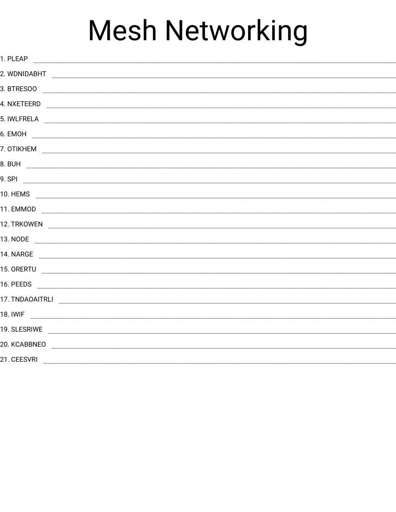 Mesh Networking Word Scramble