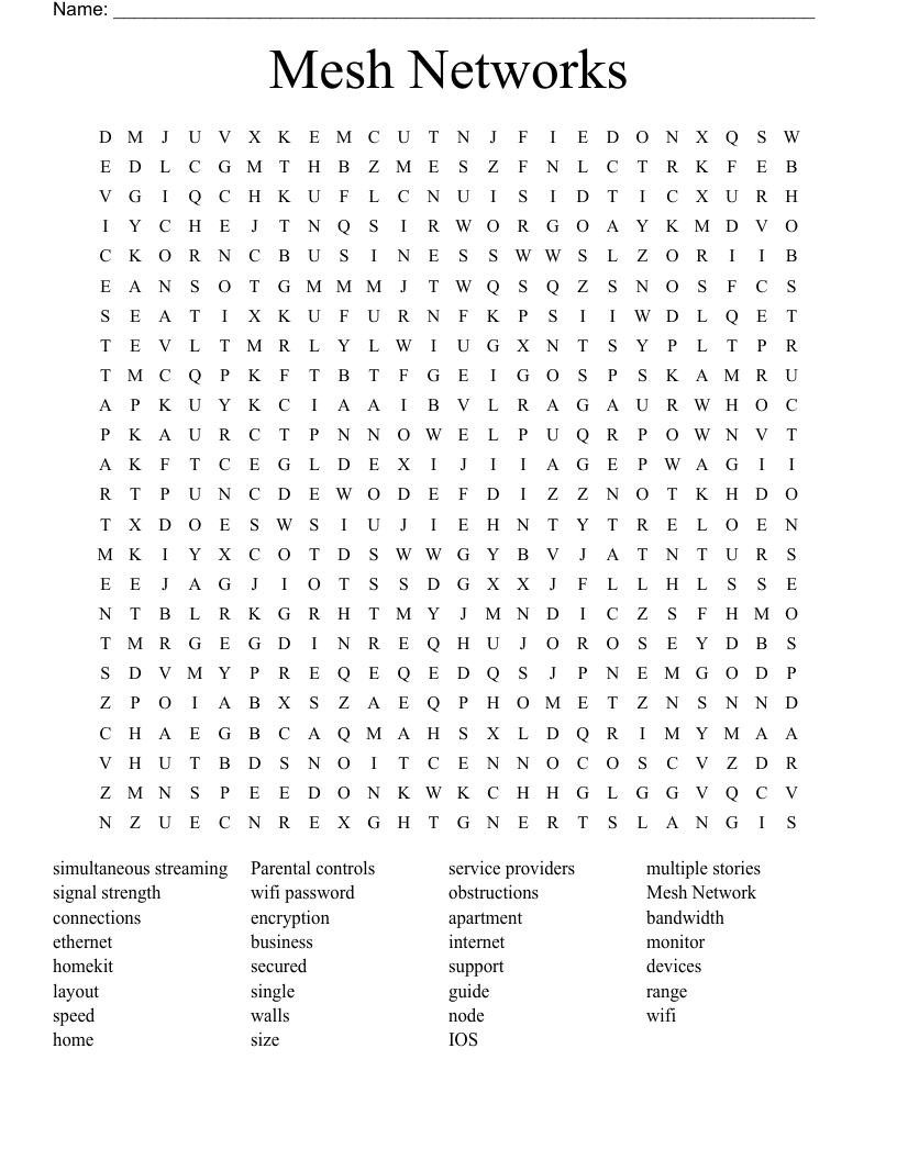 Mesh Networks Word Search