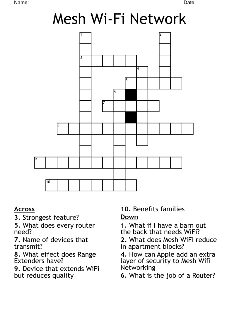 Mesh Wi-Fi Network Crossword