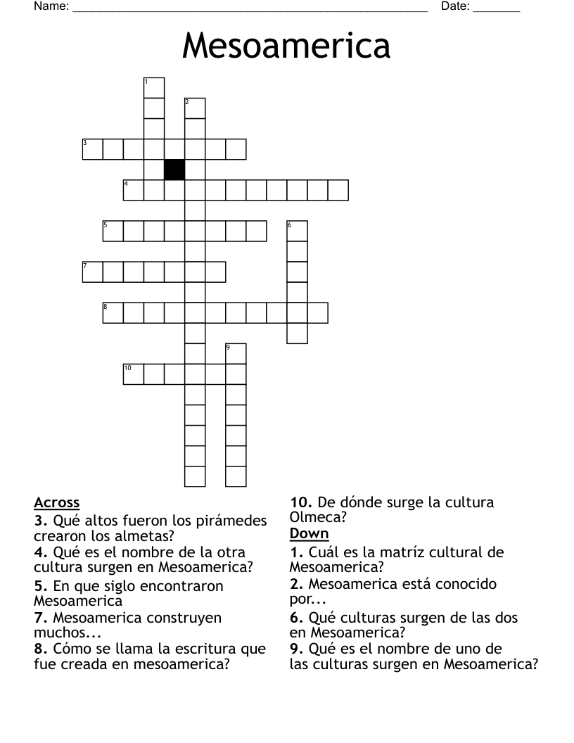 Mesoamerica Crossword