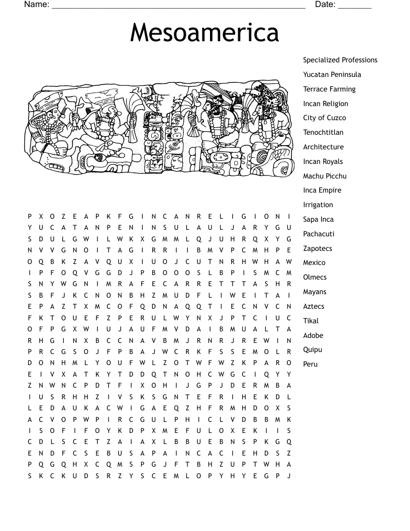 Mesoamerica Word Search