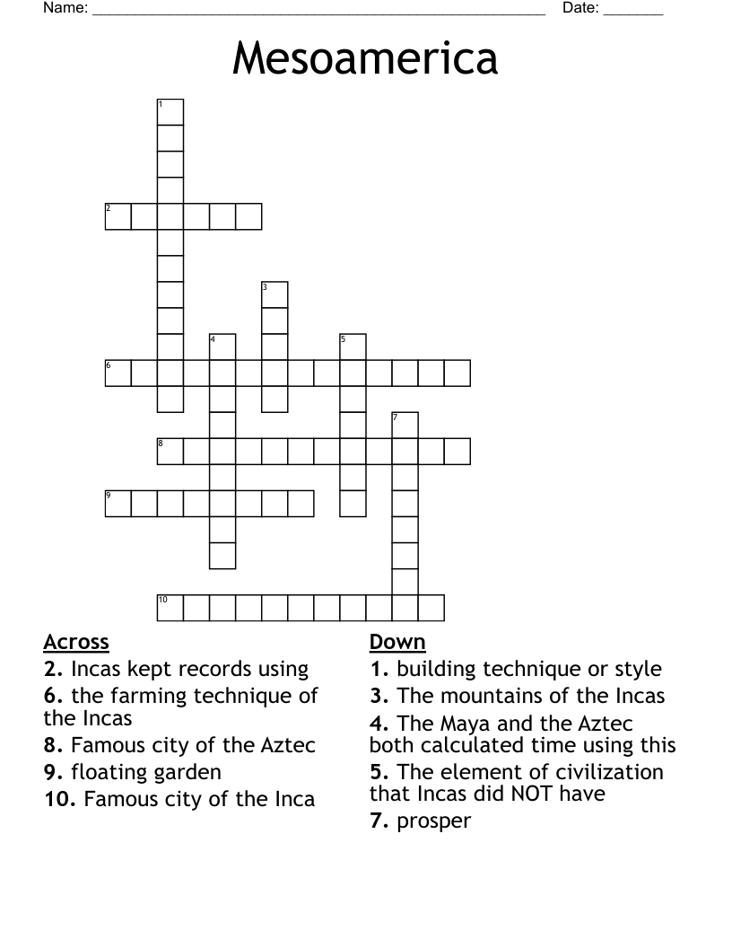 Mesoamerica Crossword