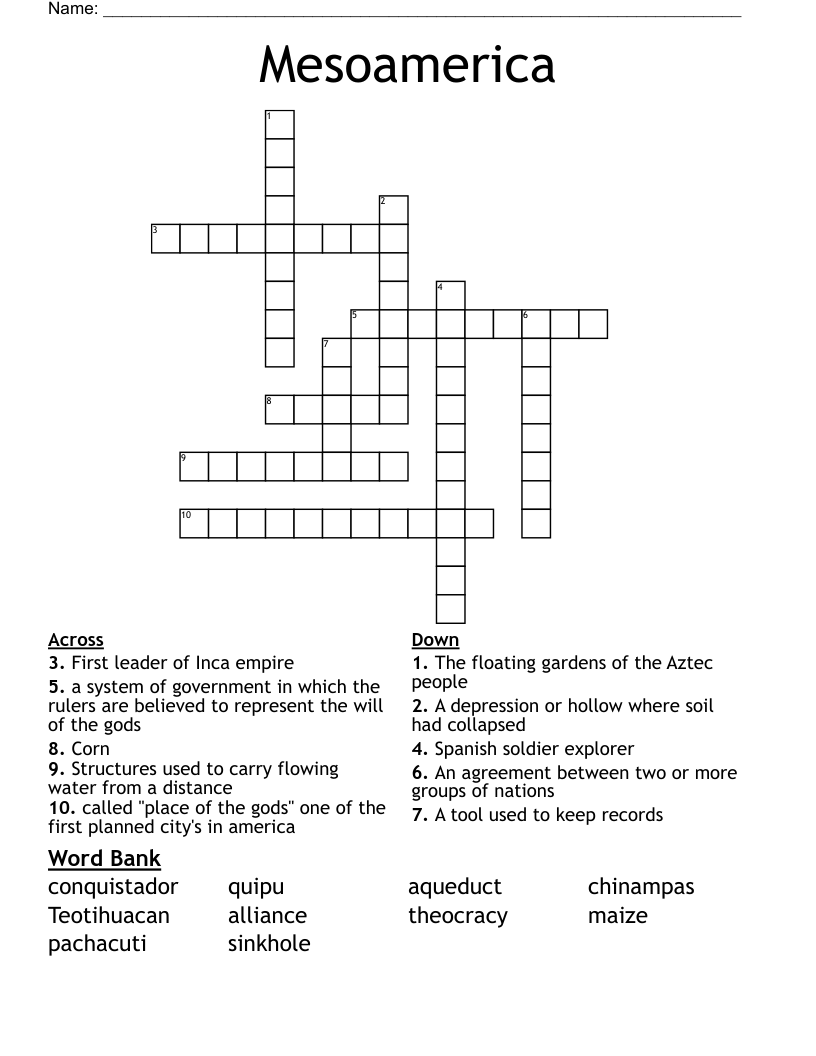 Mesoamerica Crossword