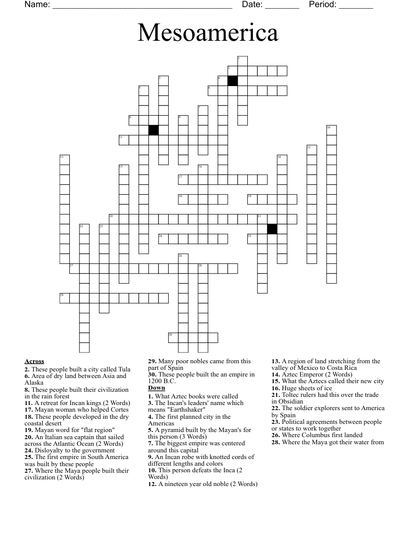 Mesoamerica Crossword