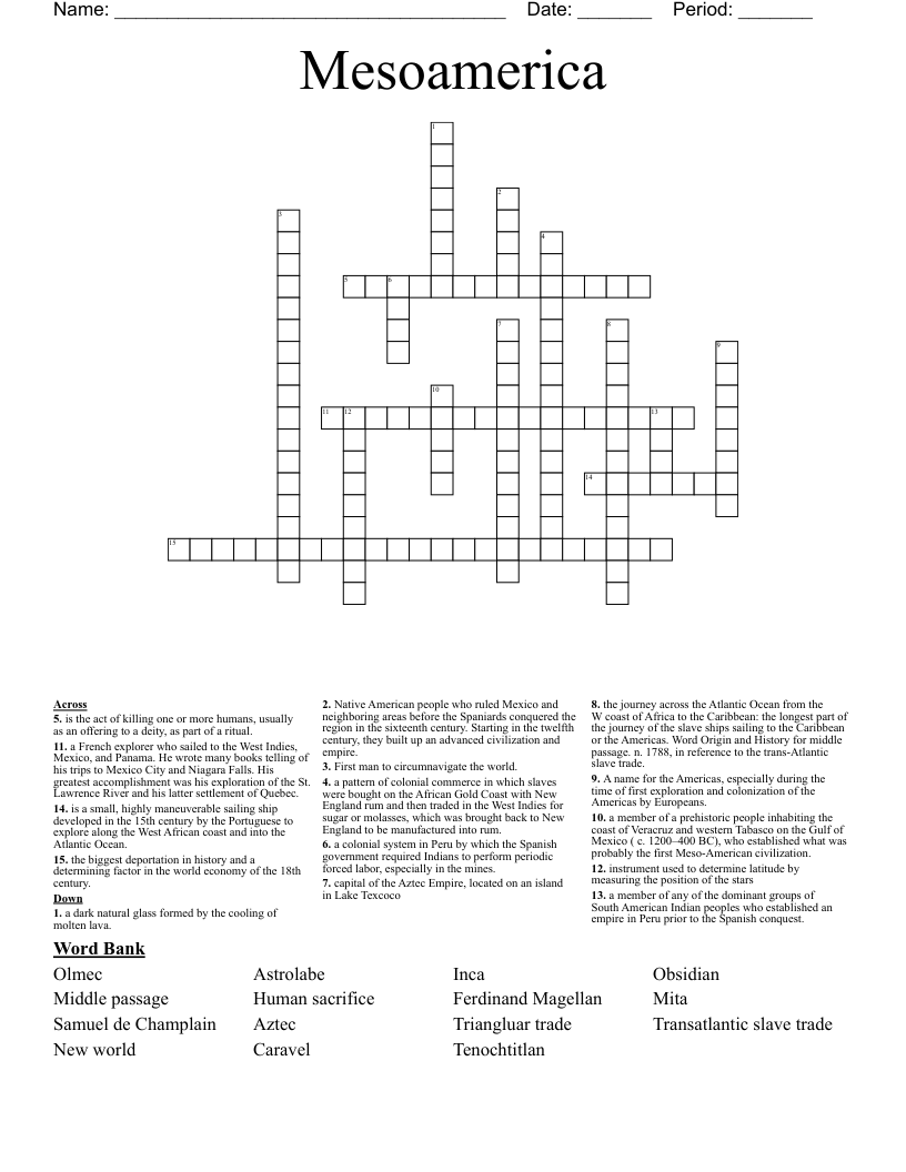 Mesoamerica  Crossword