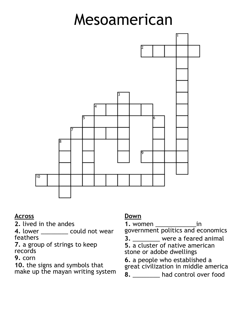 Mesoamerican Crossword
