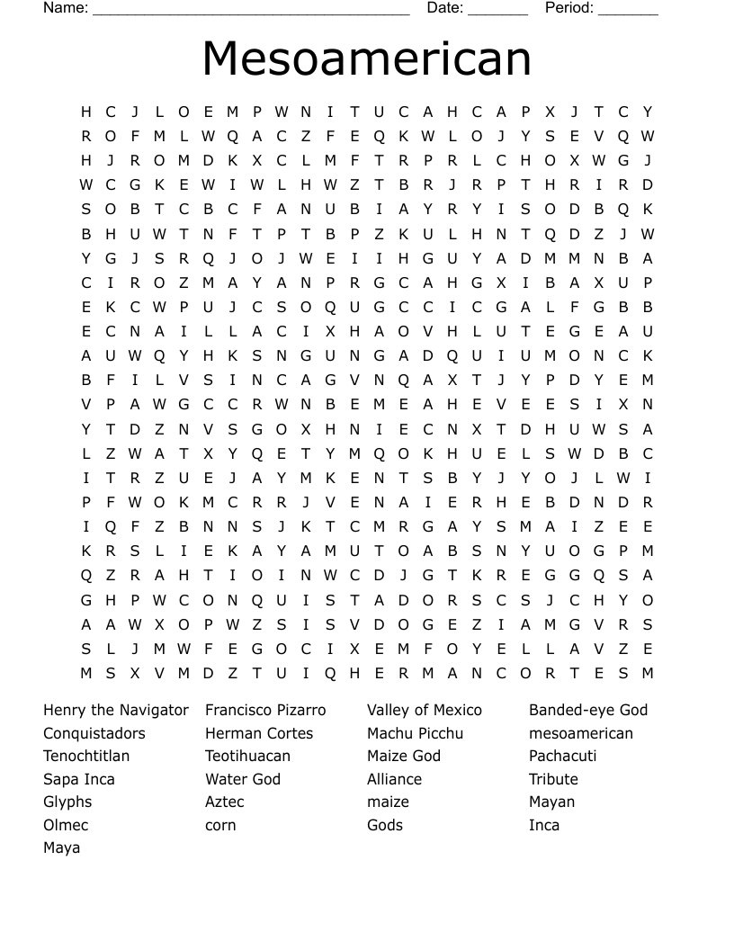 Mesoamerican Word Search