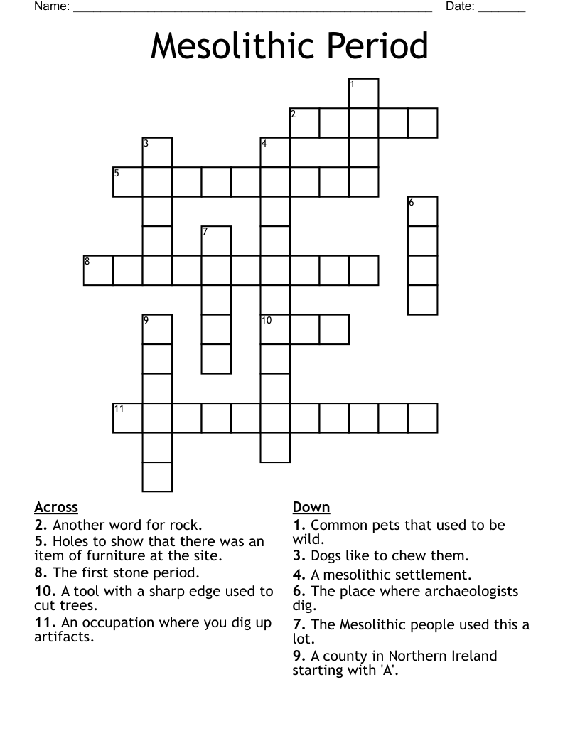 Mesolithic Period  Crossword