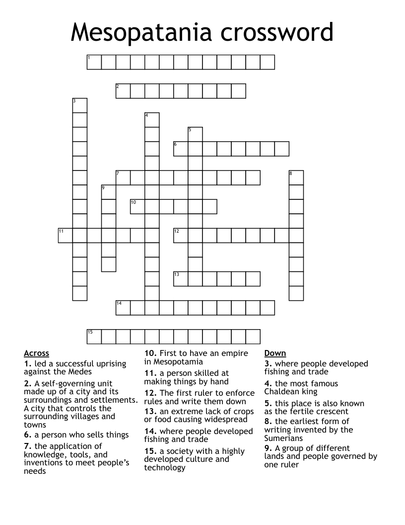 Mesopatania crossword
