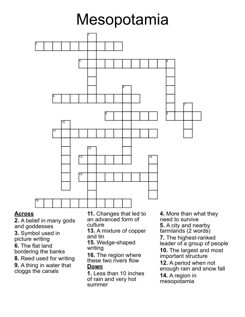 Mesopotamia Crossword