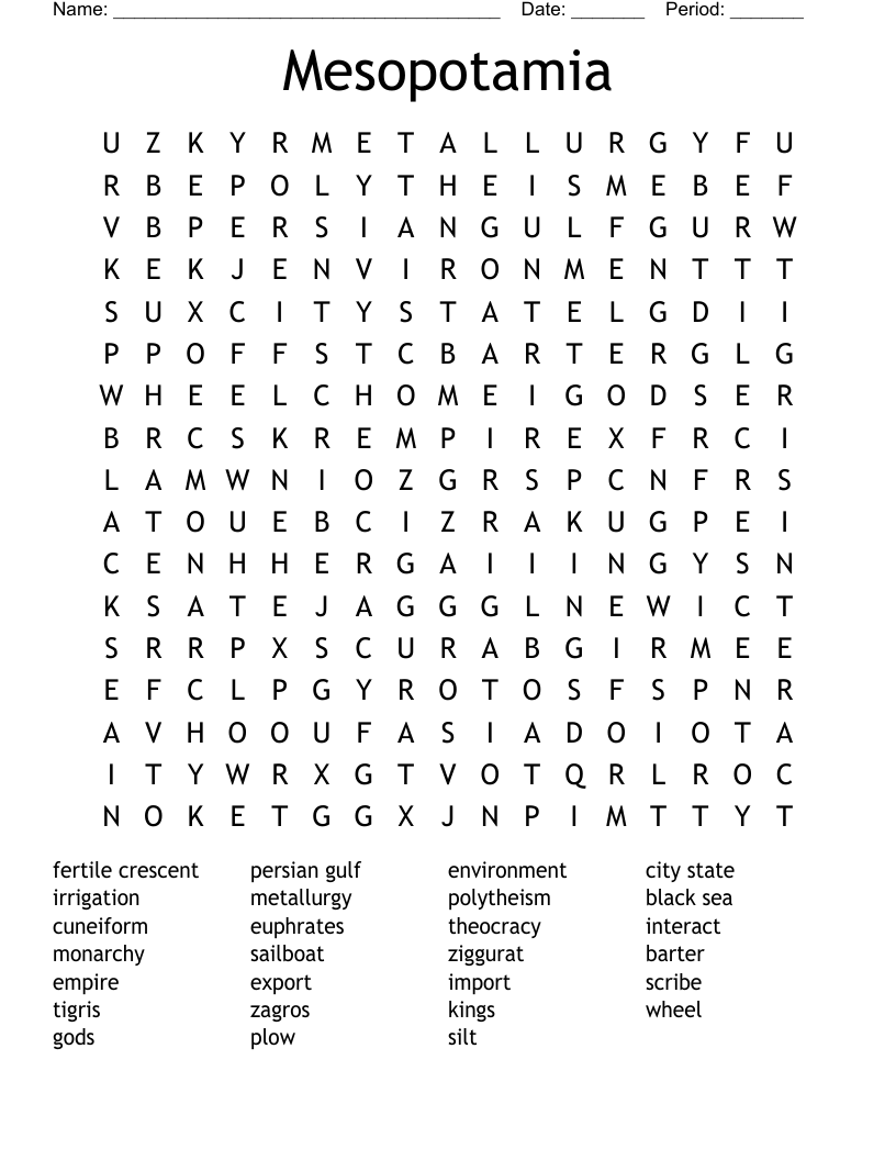 Mesopotamia Word Search