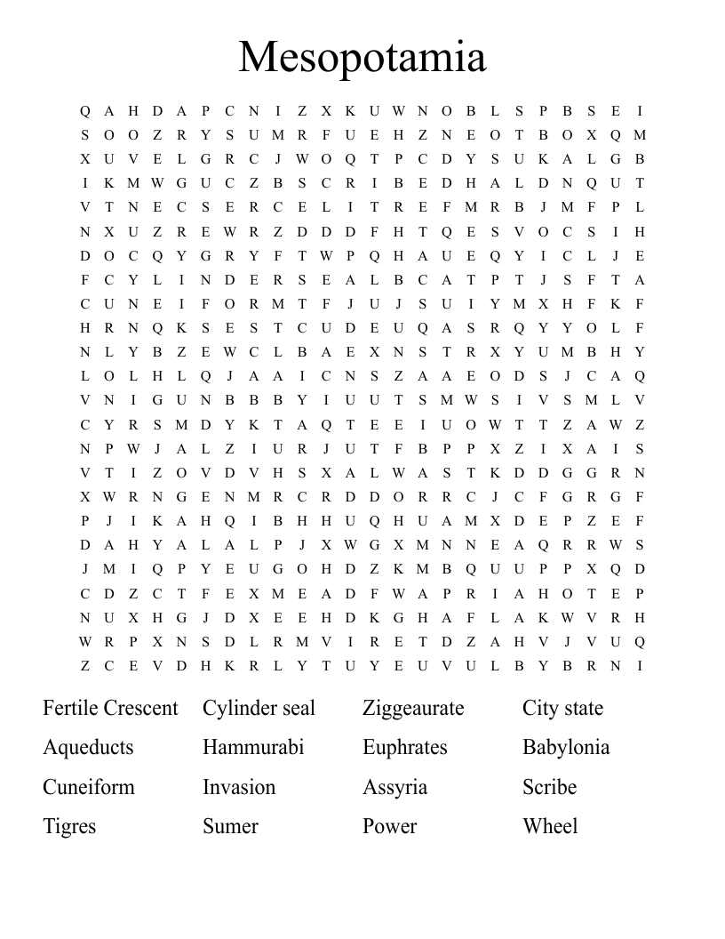 Mesopotamia Word Search