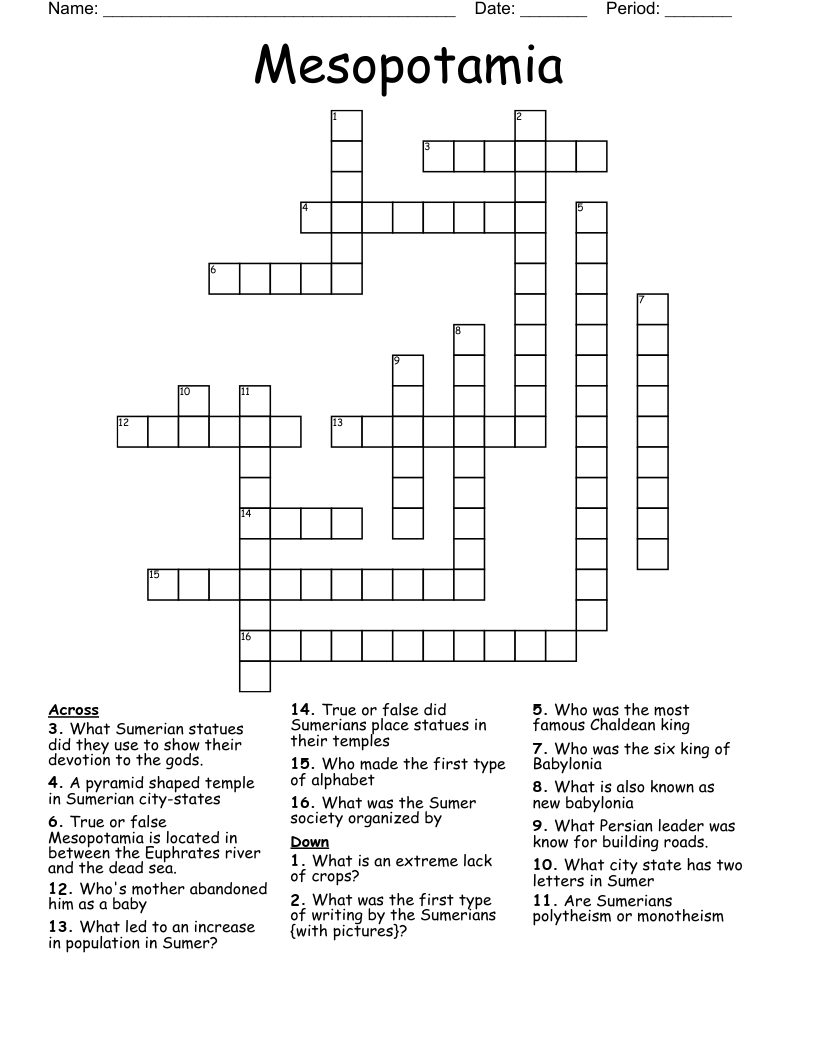 Mesopotamia Crossword