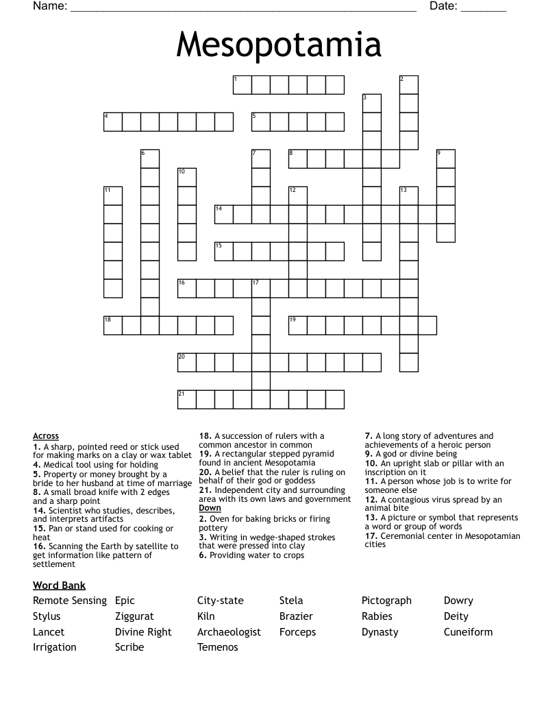 Mesopotamia Crossword